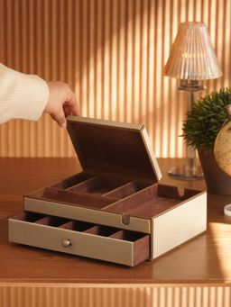 Pure Home + Living - Beige Faux Leather Jewellery Organiser