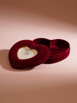 Pure Home + Living - Red Heart Shaped Faux Leather Jewellery Box