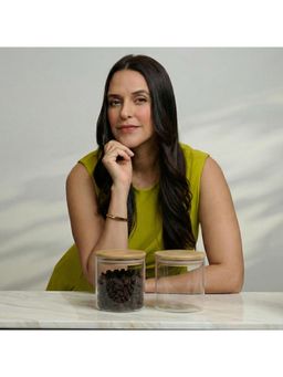 BlackCarrot - Lead Free Glass Storage Air Tight 800Ml Jar (Pack of 2)