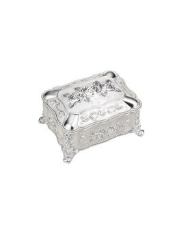 Momentz - Silver Enamel Rose Design Jewellery Box