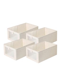 House of Quirk - Beige Rectangle Storage Closet Drawer Organizers (Pack of 4)