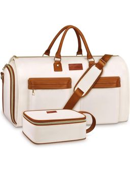 House of Quirk - Cream Convertible Garment Storage Bag With Toiletry Bag For Travel