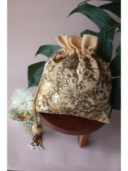 Nayaab by Sonia - Nude and Champs Jute Potli Bag for Women
