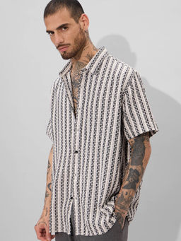 The Souled Store - Printed: Aztec Beige Mens Summer Shirt