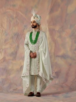 Jatin Malik - The Blue Momentum Sherwani (Set of 5)