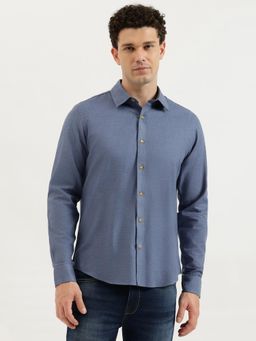 United Colors of Benetton - Blue Regular Fit Spread Collar Solid Shirt