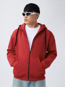The Souled Store - Oversized Blazing Red Mens Oversized Hooded Jacket