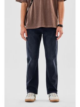 Snitch - Navy Blue Washed Straight Fit Casual Jeans