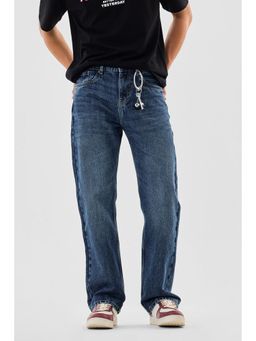 Snitch - Dark Blue Washed Straight Fit Casual Jeans