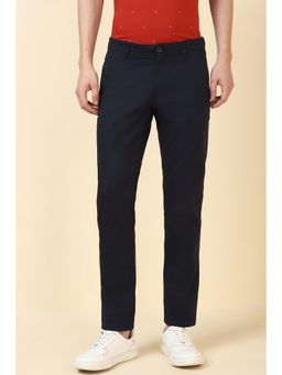 Allen Solly - Mens Navy Blue Solid Casual Trouser