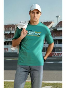 Louis Philippe - Mens Green Graphic Print Crew Neck T-Shirt