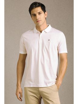 Louis Philippe - Mens Pink Print Polo Neck T-Shirt