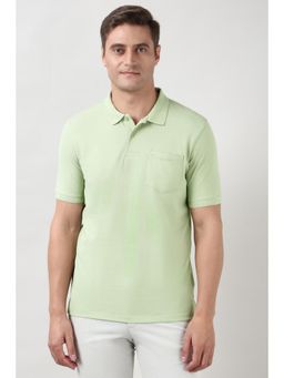 Peter England - Mens Green Solid Polo Neck T-shirt