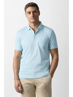 Van Heusen - Men Light Blue Solid Polo Neck T-Shirt