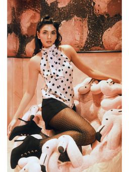 Contemponari - Pink Candlelight Polka Dot Top