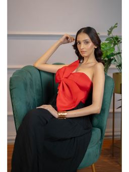 NIYARA INDIA - Scarlet Red Bow Crop Top