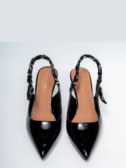 FOREVER SHOE BAZAR - Black Scarf Strap Heels
