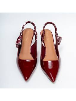 FOREVER SHOE BAZAR - Maroon Scarf Strap Heels