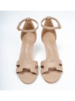 FOREVER SHOE BAZAR - Beige Aurelle Ankle Strap Cutout Heels
