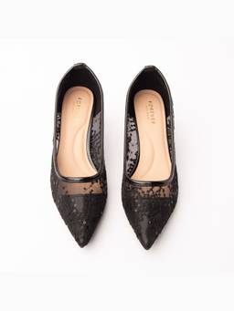FOREVER SHOE BAZAR - Black The Mesh Garden Heels