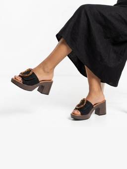 FOREVER SHOE BAZAR - Black The Tortoise Ring Mules
