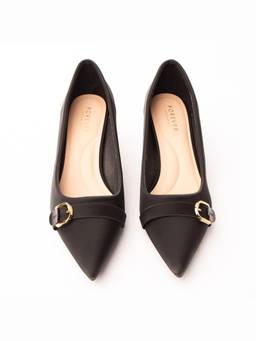 FOREVER SHOE BAZAR - Black The Gold Bar Heels