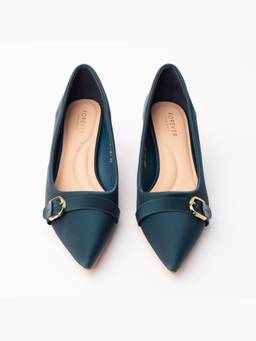 FOREVER SHOE BAZAR - Teal The Gold Bar Heels
