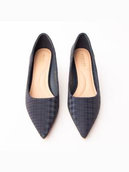 FOREVER SHOE BAZAR - Blue The Windowpane Heels