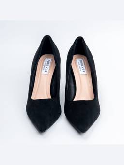 FOREVER SHOE BAZAR - Black Velvet Mocha Heels
