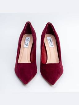 FOREVER SHOE BAZAR - Maroon Velvet Mocha Heels
