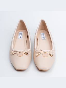 FOREVER SHOE BAZAR - Beige Ebony Elegance Casual Flats