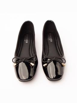 FOREVER SHOE BAZAR - Black Cord Bow Flats