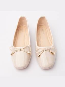 FOREVER SHOE BAZAR - Cream Cord Bow Flats