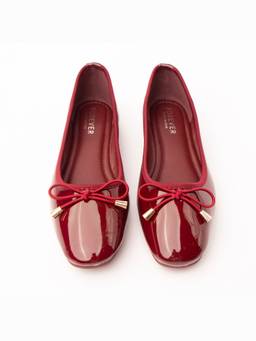 FOREVER SHOE BAZAR - Maroon Cord Bow Flats