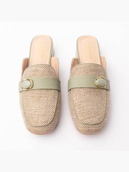 FOREVER SHOE BAZAR - Green The Woven Ring Heels