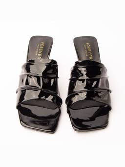 FOREVER SHOE BAZAR - Black The Patent Slide Heels