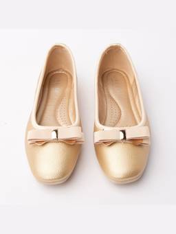 FOREVER SHOE BAZAR - Gold Ribbon Bar Flats