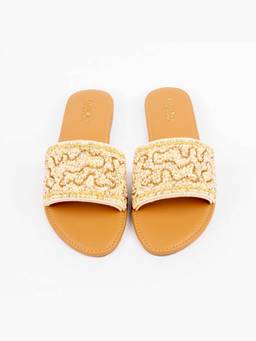 FOREVER SHOE BAZAR - Gold Beadwork Slide Flats