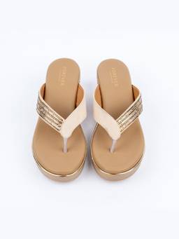 FOREVER SHOE BAZAR - Beige The Stardust Wedge Heels