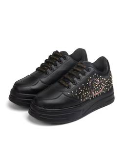 RETTROSE - Black Ishqa Embellished Sneakers