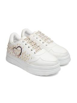RETTROSE - White Ishqa Embellished Sneakers