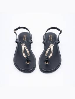 FOREVER SHOE BAZAR - Black Gold Loop Flats