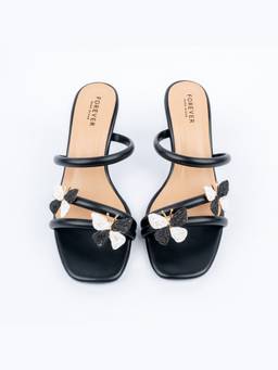 FOREVER SHOE BAZAR - Black The Butterfly Slide Heels