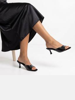 FOREVER SHOE BAZAR - Black The Snake Slide Heels