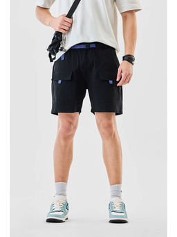 Snitch - Black Solid Regular Casual Shorts for Men