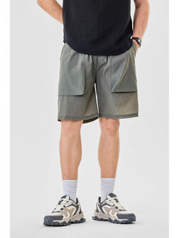 Snitch - Sage Green Textured Regular Casual Shorts for Men