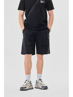 Snitch - Black Textured Regular Casual Shorts for Men