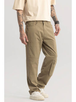 Snitch - Beige Plain Relaxed Casual Cargo for Men