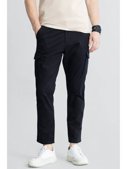 Snitch - Black Plain Slim Casual Cargo for Men