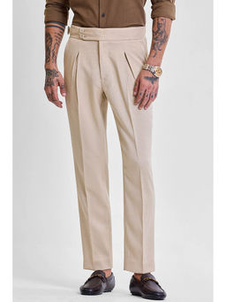 Snitch - Beige Plain Slim Chinos for Men